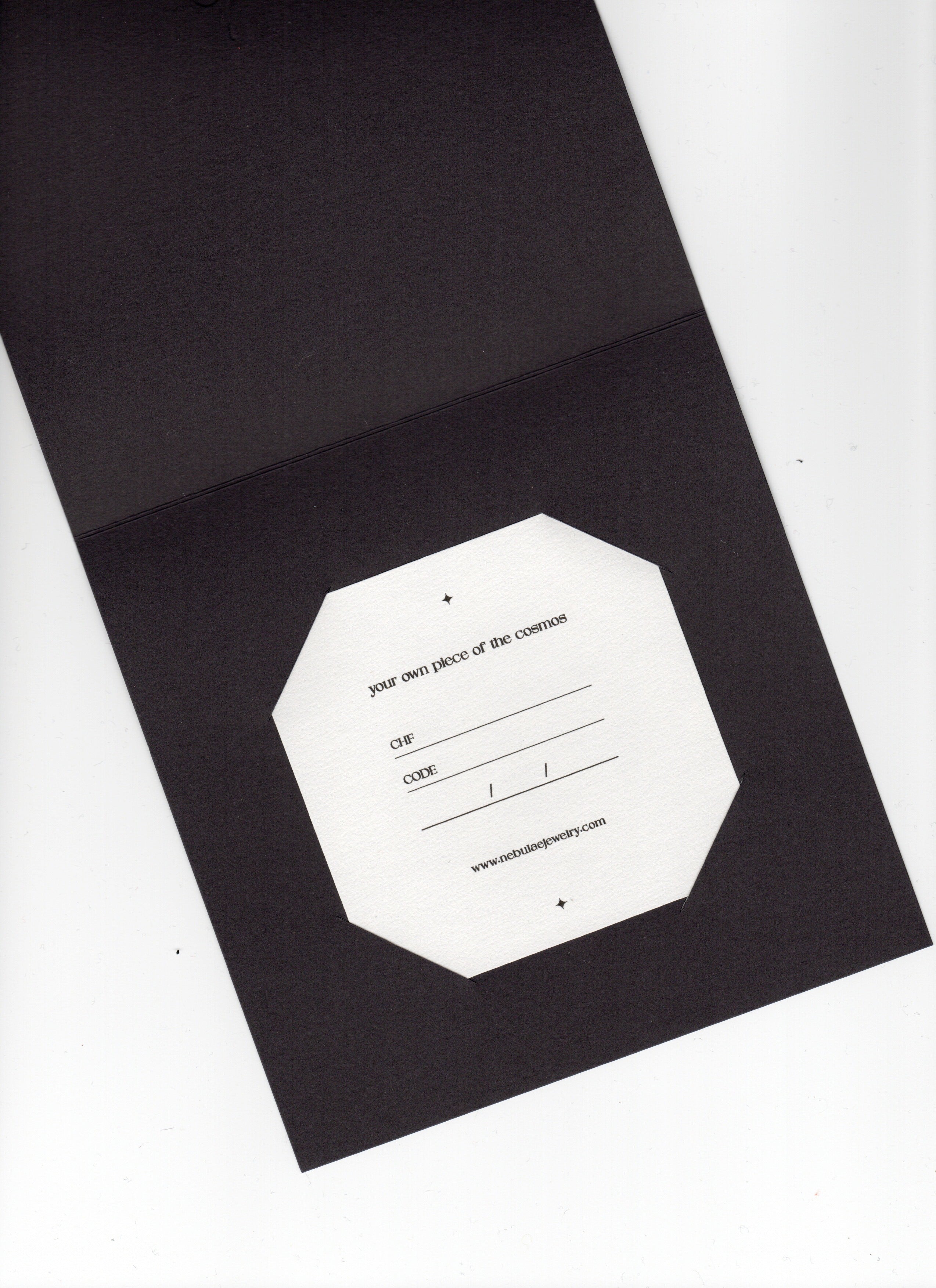 Interior of the physical gift card